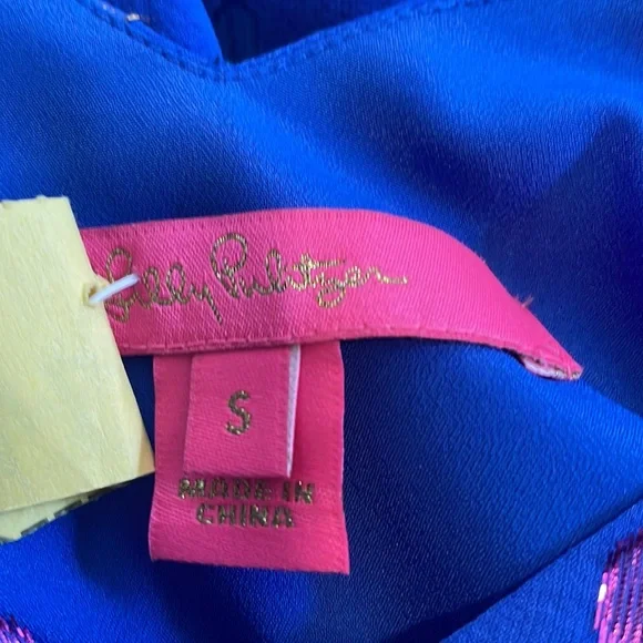 🌺 Lilly Pulitzer Florin blue Moroccan metallic top small - Picture 5 of 8